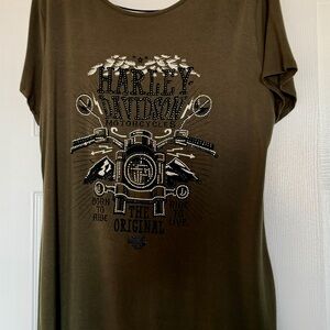 Harley-Davidson Black Tee with Orange & White Shield Logo